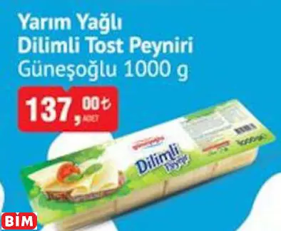 GÜNEŞOĞLU YARIM YAĞLI DİLİMLİ TOST PEYNİRİ